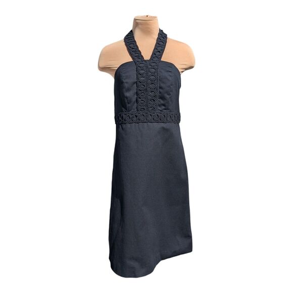 Merona Dress women's size 6 black sleeveless Halter side zip below knee length - Picture 1 of 8
